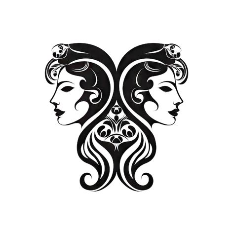 Premium Photo | Gemini Icon Woman Zodiac Symbol Ornate Gemini ...