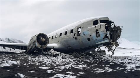 Crashed plane in the snow | Premium AI-generated image