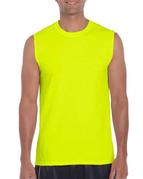 Gildan Adult Ultra Cotton 6 Oz Sleeveless T Shirt SAFETY GREEN