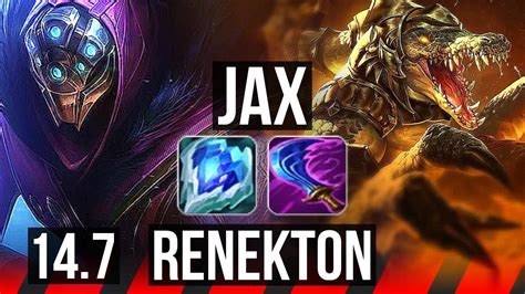 JAX Vs RENEKTON TOP 68 Winrate 6 Solo Kills EUW Challenger 14