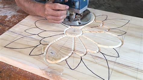 Wood Carving Art How To Carve A Flower On A Wooden Background Youtube