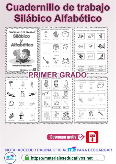 Cuadernillo De Trabajo Sil Bico Alfab Tico Cuaderno De Lectoescritura