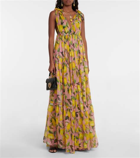 Printed Silk Chiffon Gown In Multicoloured Dolce Gabbana Mytheresa