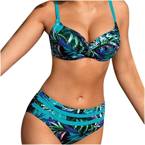 Aboser Bikini Sets For Women Tropical Printed 2 Piece Swimsuits Push Up