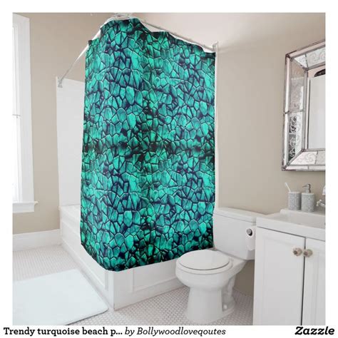 Trendy Turquoise Beach Pebbles Texture Design Blue Shower Curtains