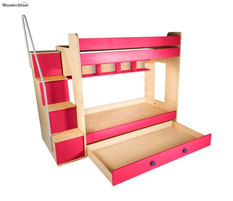 Buy Flexi Bunk with Trundle Bed (Pink) at 20% OFF Online | Wooden Street