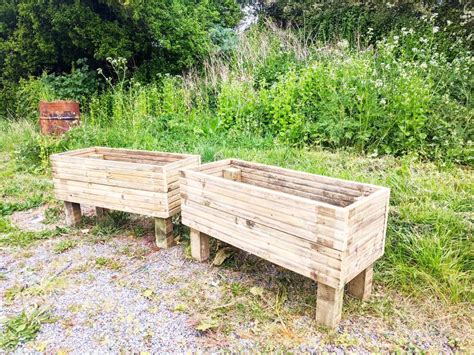 Large Wooden Planter On Legs Etsy