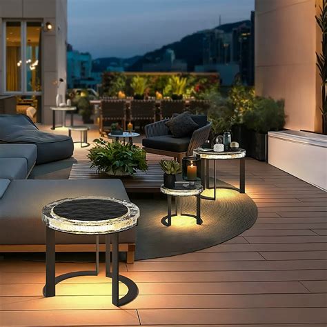 Outdoor Solar Power LED Garden Table // Large - Versatile Outdoor