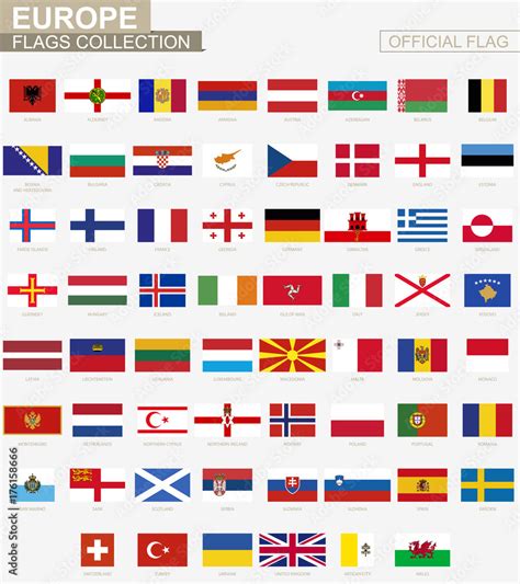 National flag of European countries, official vector flags collection ...