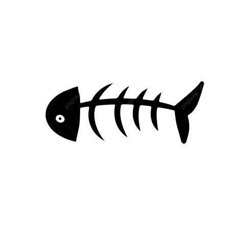 Fish Bone Black Silhouette Vector Illustration Fish Bone Cartoon Png