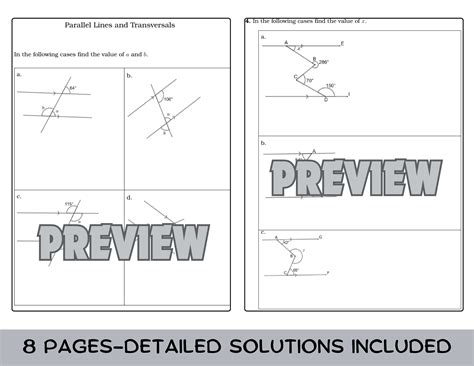Parallel Lines and Transversals Worksheet | Teaching Resources