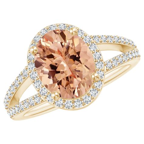 Customizable Angara Gia Certified Natural Morganite Halo Ring In Yellow