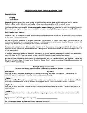 Fillable Online Required Meningitis Survey Response Form Fax Email