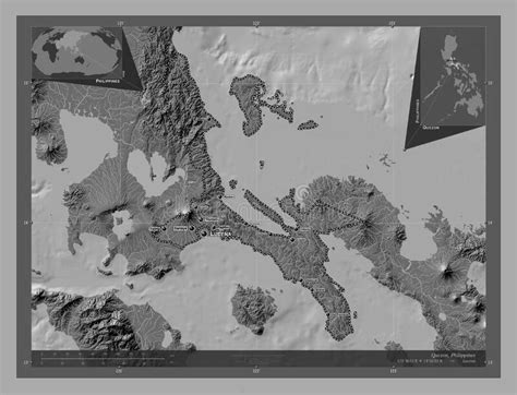 Quezon Philippines Bilevel Labelled Points Of Cities Stock