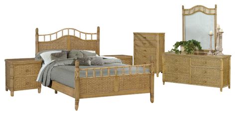 Bali Tropical 6 Piece Rattan and Wicker Bedroom Furniture Set ...