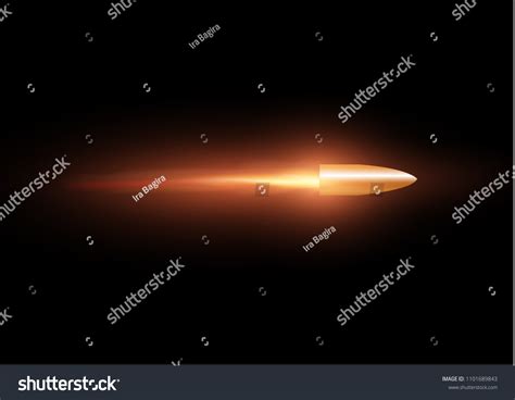 Flying Bullet Fiery Trace Isolated On Stock Vector Royalty Free