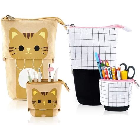 2 Pack Trousse À Crayons Cat Rétractable Trousse Télescopique Crayon