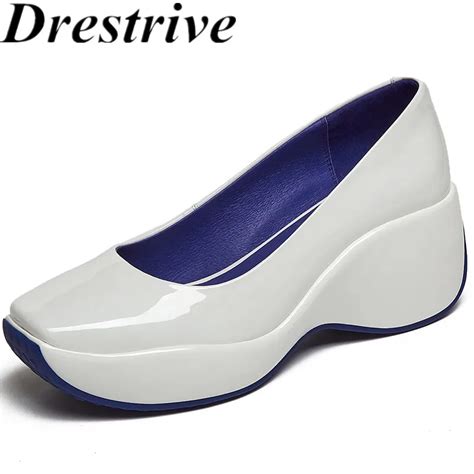 Drestrive Wedges Patent Leather 2021 Summer Classics Women Pumps Square