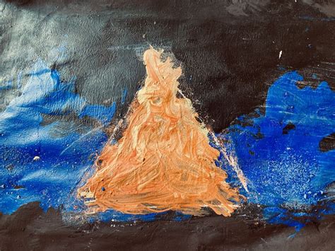 An Abstract Painting With Blue And Orange Colors