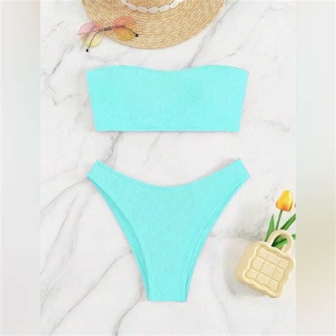 SHEIN Swim Aqua Blue Bikini Set Poshmark