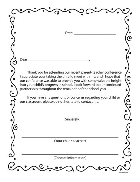Sample Thank You To Parents