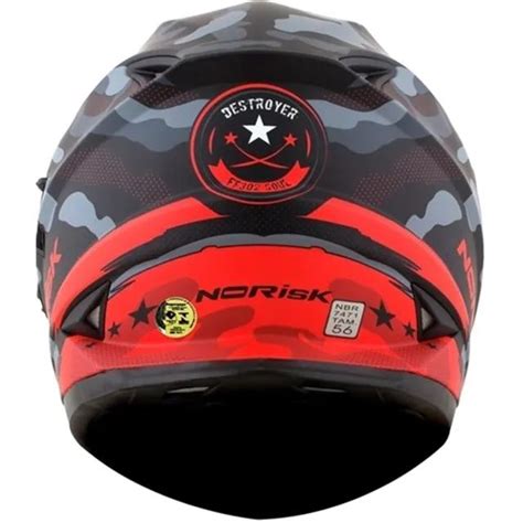 Capacete Norisk FF302 Destroyer Viseira Solar Preto Vermelho Fosco