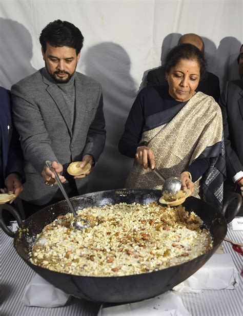 Budget 2020 Fm Nirmala Sitharaman Attends Traditional Halwa Ceremony