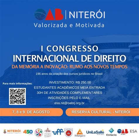 OAB Niterói promove 1º Congresso Internacional de Direito Da Memória