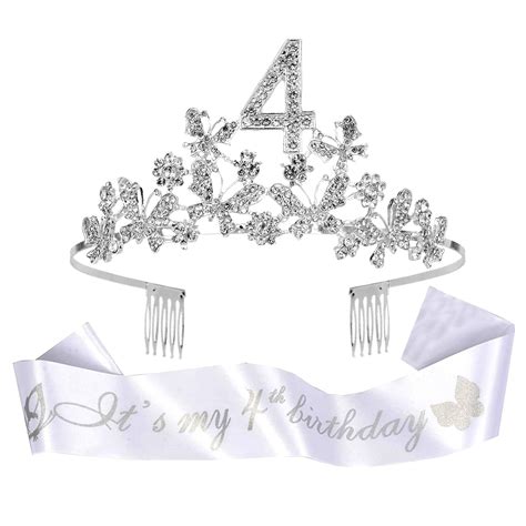 Doradreamdeko Th Birthday Glitter Sash Silver Tiara Set For Girls