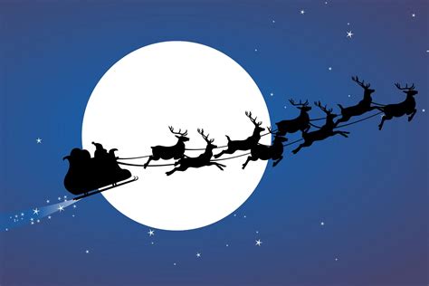 Santa Sleigh And Reindeers In Sky Wallpapers Wallpaper Cave