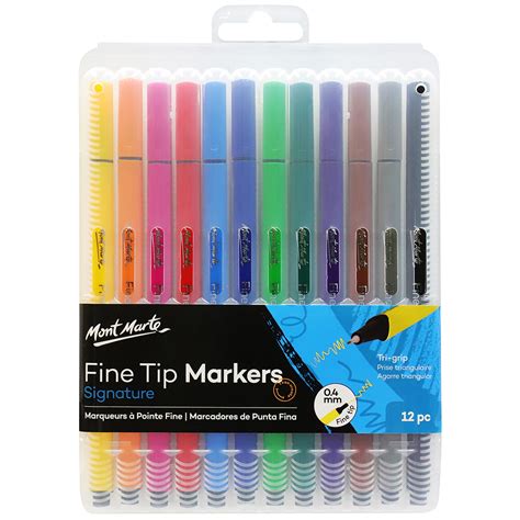 Mont Marte Fine Tip Tri Grip Markers In Case Pcs