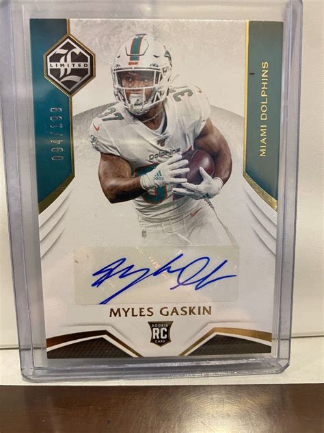 Panini Limited Rookie Autographs Myles Gaskin Au Rc