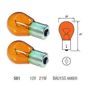 2 X 581 PY21W BAU15S AMBER ORANGE INDICATOR CAR BULBS 12V 21W OFF SET