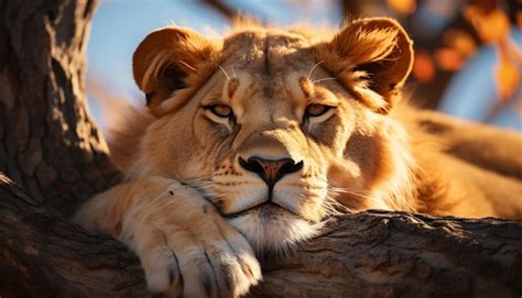 Un Lion Majestueux Se Reposant Dans Le D Sert Africain G N R Par L