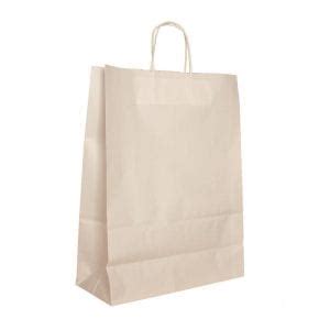 Ivory Plain Paper Carrier Bags Twisted Handle Atom Printed Carrier Bags