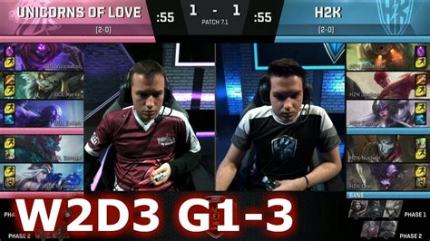 H2K Vs Unicorns Of Love Game 3 S7 EU LCS Spring 2017 Week 2 Day 3