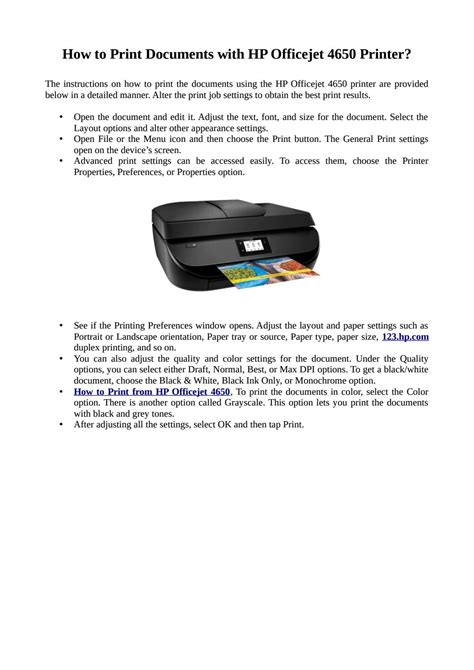 Hp Officejet 4650 How To Print Documents By Jack Leach Issuu