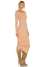 Michael Costello X REVOLVE Long Sleeve Tied Hem Midi Dress In Nude REVOLVE