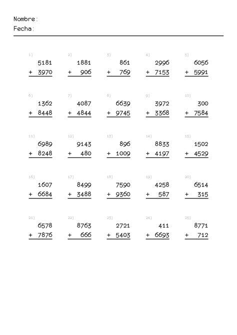 Ejercicios De Matematicas Sumas Y Restas Para Tercer Grado Ejercicios