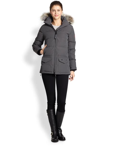 Canada Goose Fur Trimmed Down Filled Solaris Puffer Jacket In Gray Lyst