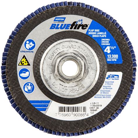 Airgas Nor77696090086 Norton® Bluefire 4 12 X 58 11 P40 Grit Type 27 Flap Disc