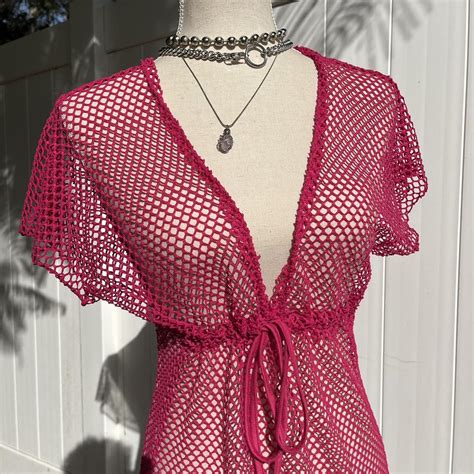 Hot Pink Fishnet Dress Perfect Thing To Depop