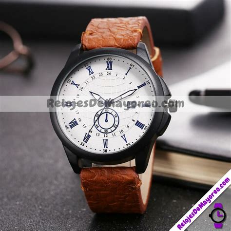 Reloj Extensible Piel Sintetica Tipo Tela Cafe R4174 Relojes De Mayoreo