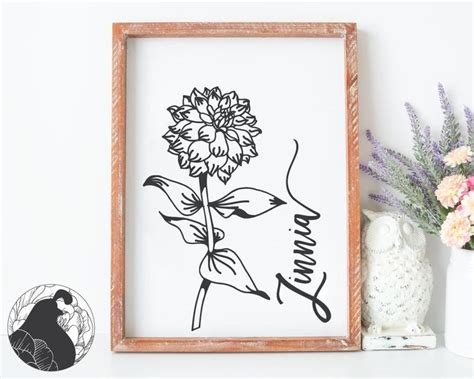 SVG Files Flower Svg Zinnia Svg Floral Svg Botanical Svg Cricut