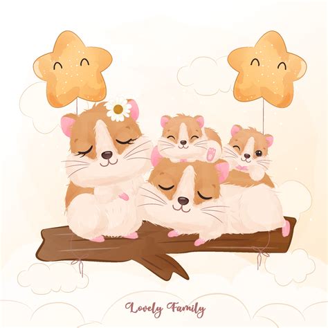 Adorable hamster family in watercolor illustration 4215833 Vector Art at Vecteezy