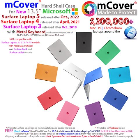 Mcover Hard Shell Case For Inch Microsoft Surface Laptop