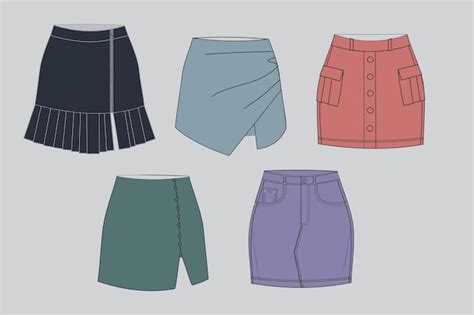 Premium Vector Skirts Draw Vector Set Of Different Types Of Skirts