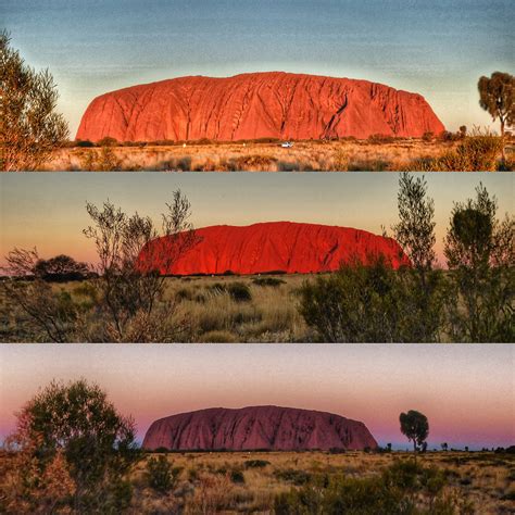 The Changing Colours Of Uluru At Sunset Australia