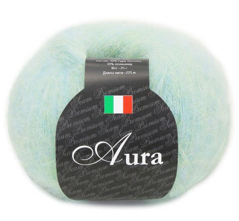 Пряжа Seam Aura (Аура): 823 (Мята Меланж) / 3 шт / 225 м / 25 г / сури ...