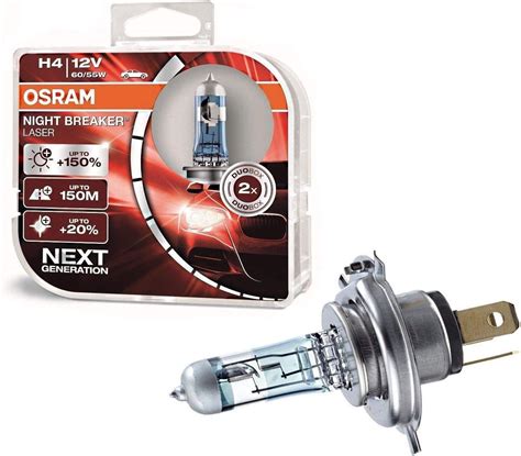 Osram NIGHT BREAKER 200, H4, + 200% Licht, Halogenlampe für ...